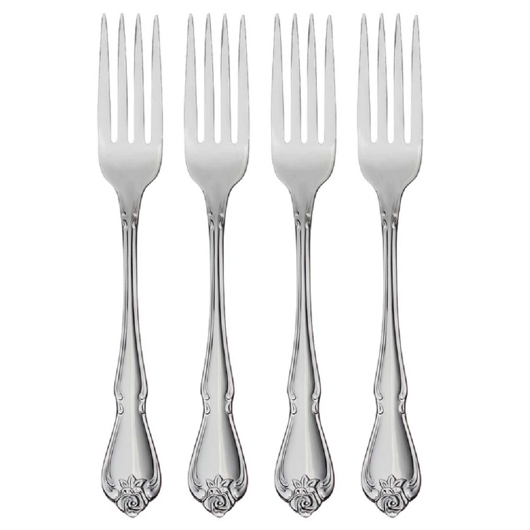 Oneida True Rose Stainless Steel Dinner Fork (Set of Four)