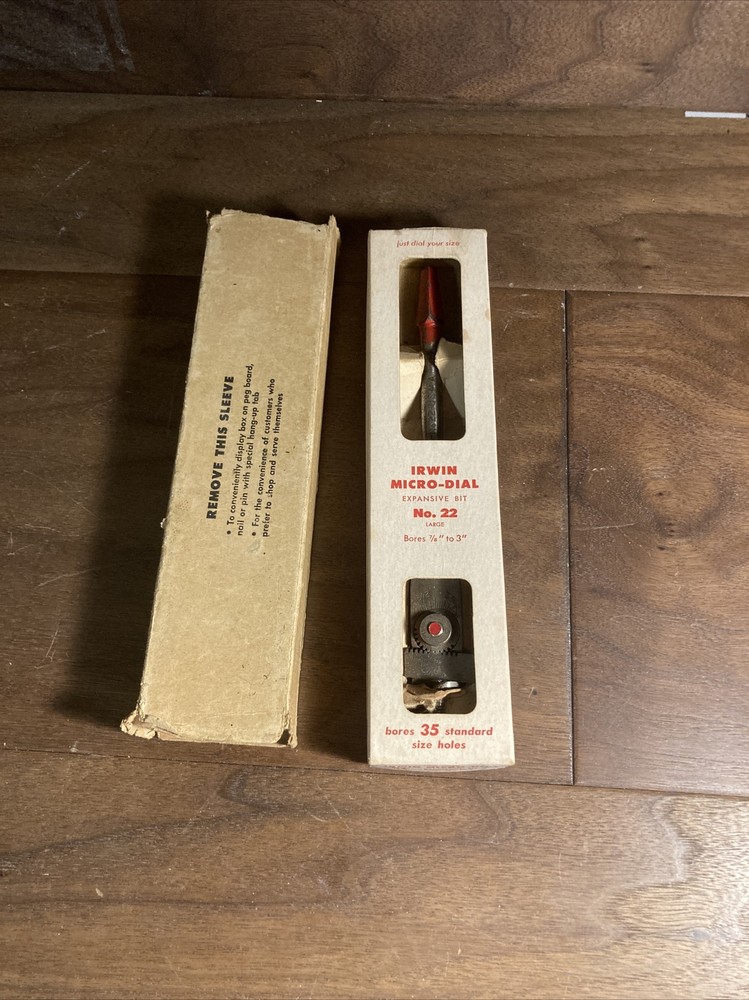 Antique Irwin Micro-Dial No. 22 Expansive Bit in Original Box w Insert