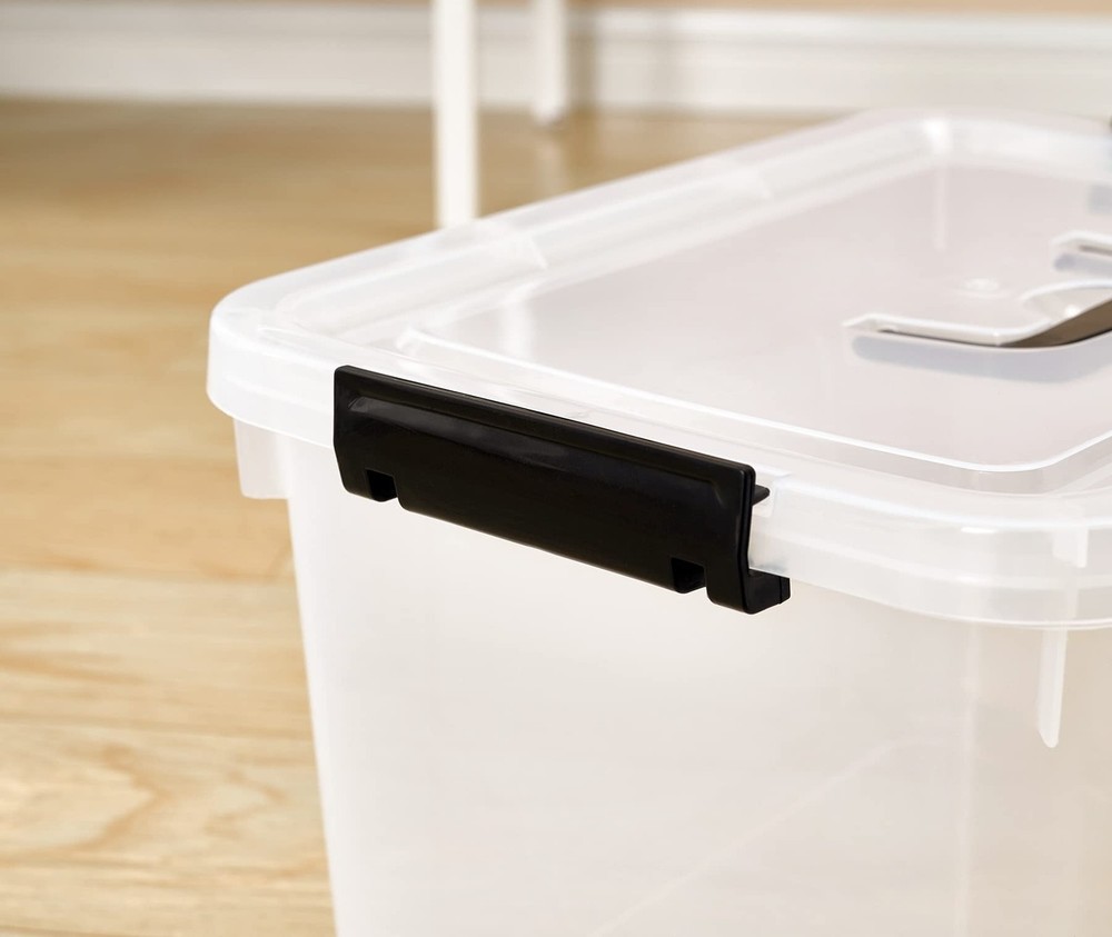 6 Quart Clear Storage Latch Box/Bins, 6-Pack Plastic Container with Latches a...
