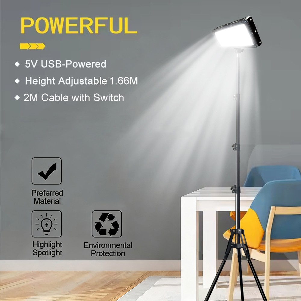 Telescoping Camping LED Work Light with Tripod Stand, Portable LED Flood Light