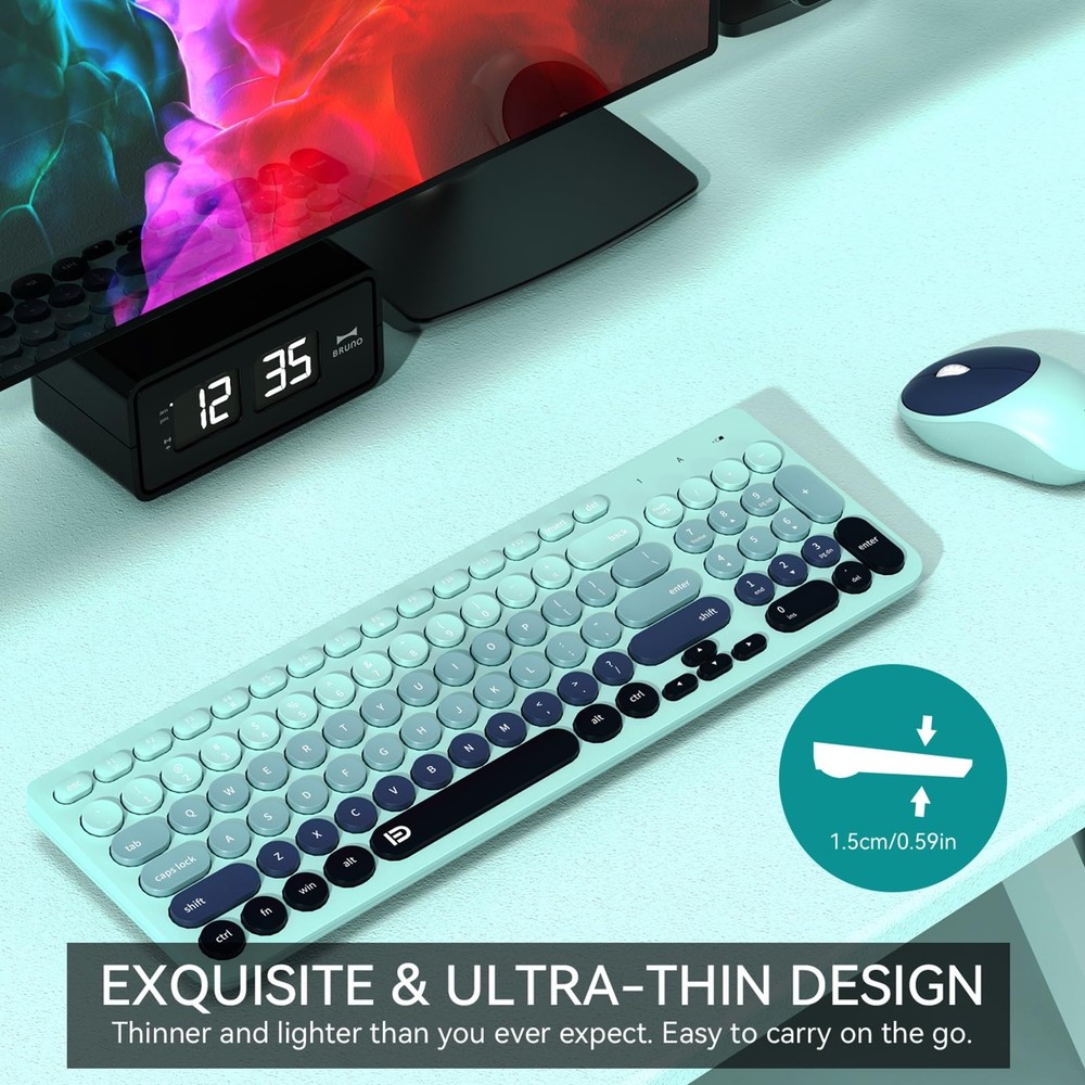 FD Wireless Keyboards and Mouse Combo - 2.4GHz USB Cordless, Cute Wireless Ke...
