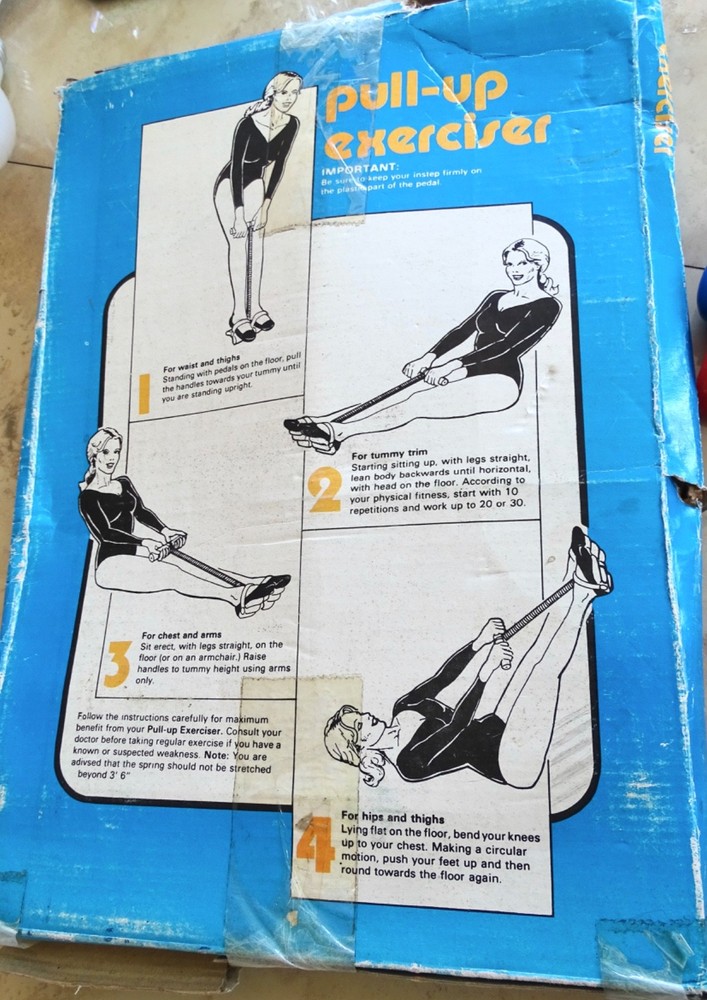 Vintage Pull-Up Exerciser Workout Spring Resistance Rowing Tummy Toner With Box