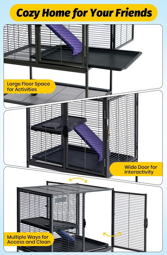 34'' Multi-Level Small Animals Cage w/ Ramp Extra Storage Stand RemovableTray