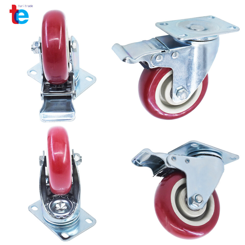 4 Pack 4 Inches Caster Wheels Locking Casters with Brake Swivel Plate Castors