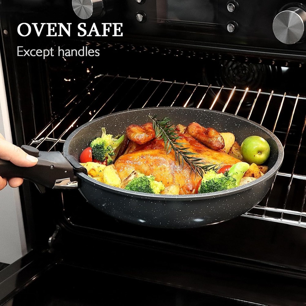 Space-Saving 5-Piece Induction Cookware Set - Non Toxic & Dishwasher Safe