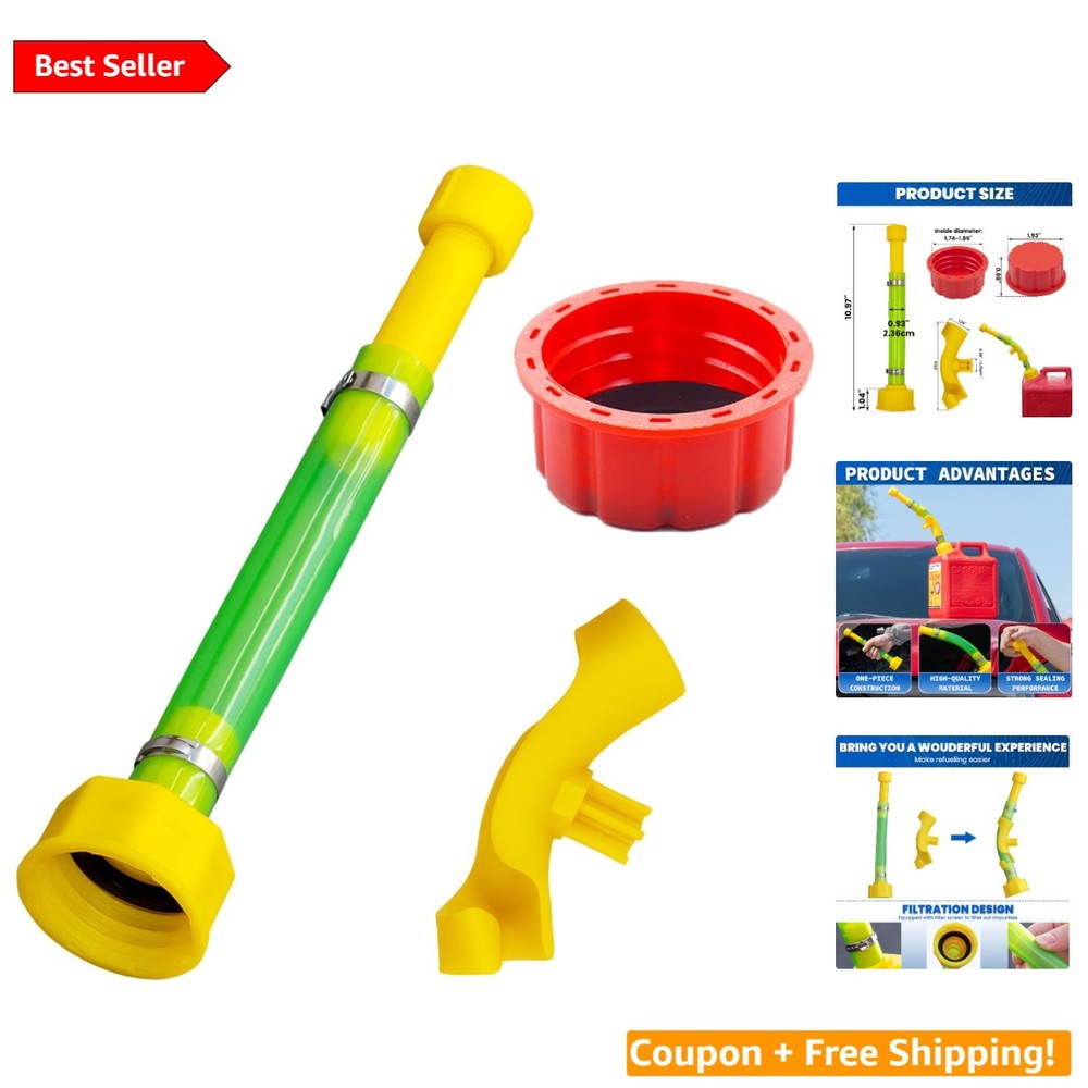 Durable 11.75" Gas Spout Replacement with Adjustable Bender & Leak-Resistant Cap