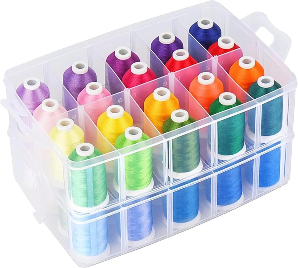 40-Color Polyester Thread Set in 2-Layer Organizer with Essential Tools