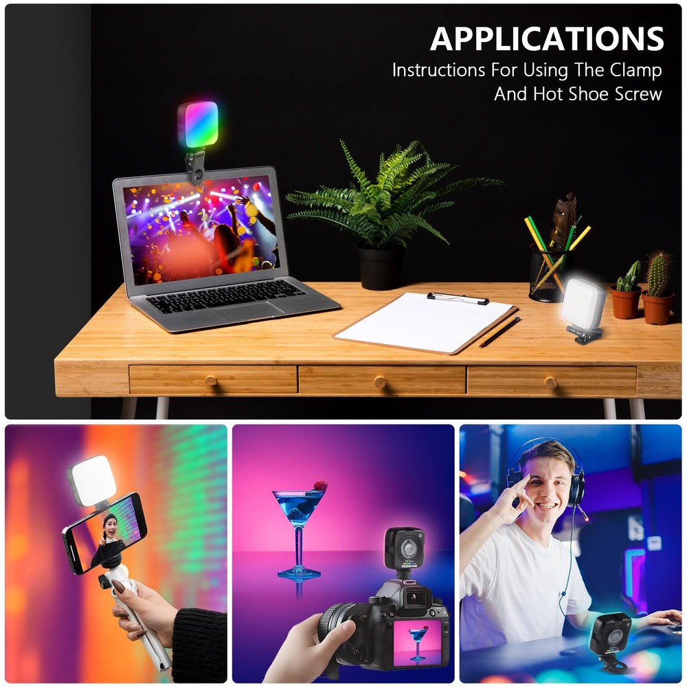 RGB Video Lights, Portable Camera Lights, LED Camera Light with Quick Release...