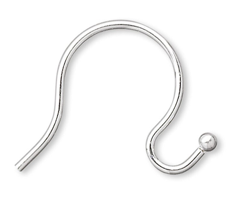 10 Silver Plated Brass 10mm Earwire with Hook & Open 1mm Ball Loop Earrings