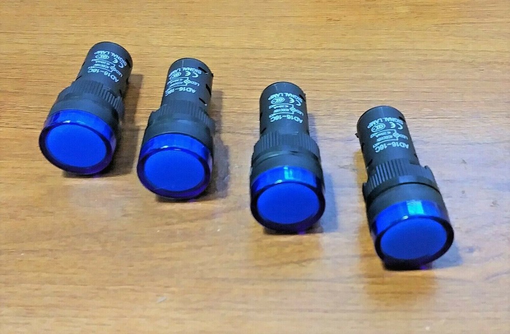 4 BBT 110 volt Industrial Grade Blue LED 3/4" Indicator Lights