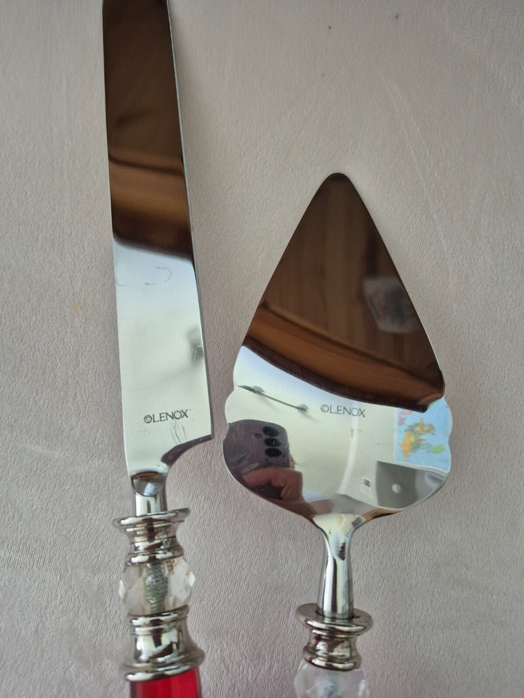 Lenox Holiday Cake Spatula and Knife Silver