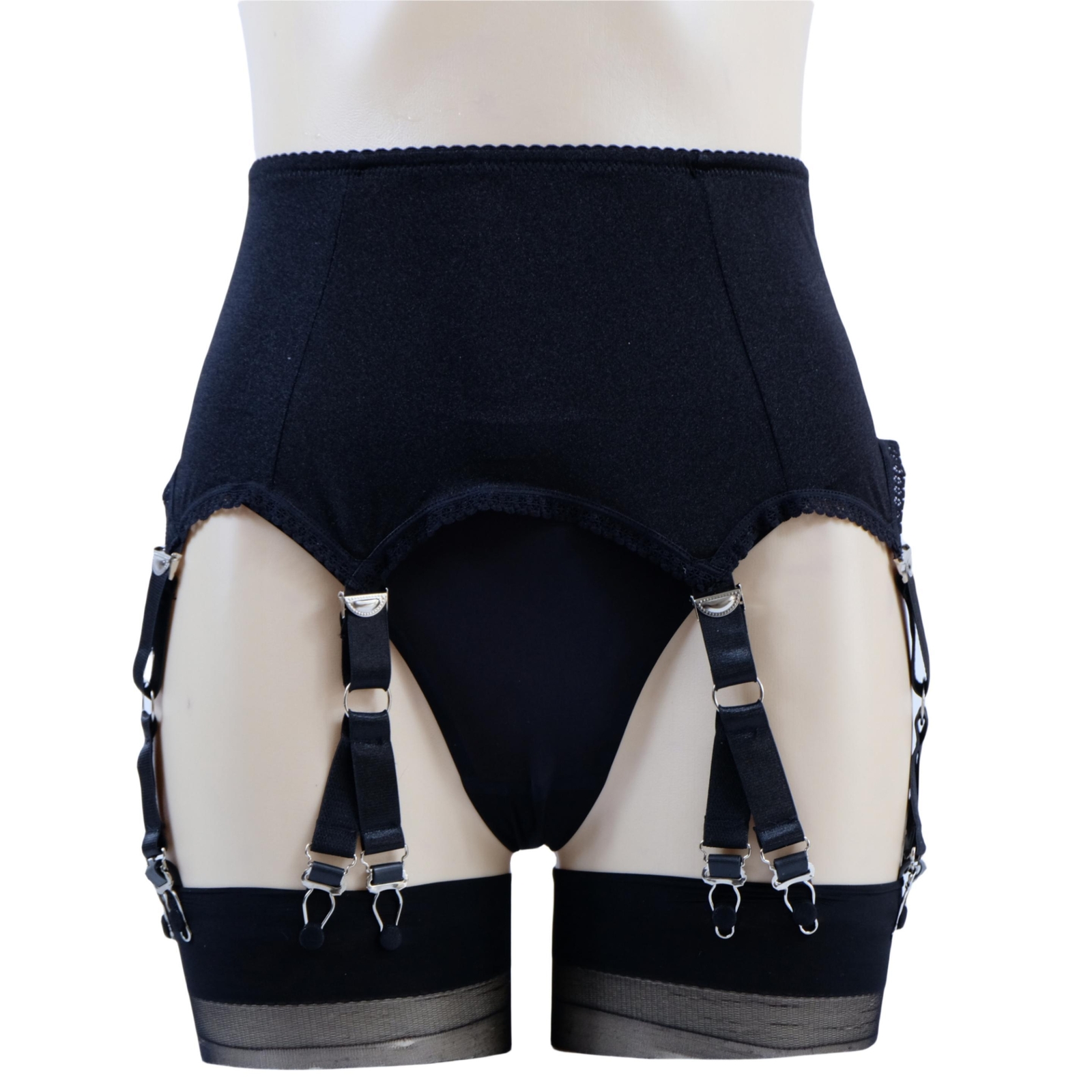 Luxallacki Stretchy 6 Straps Garter Belt with 12 Metal Claws for Women Lingerie