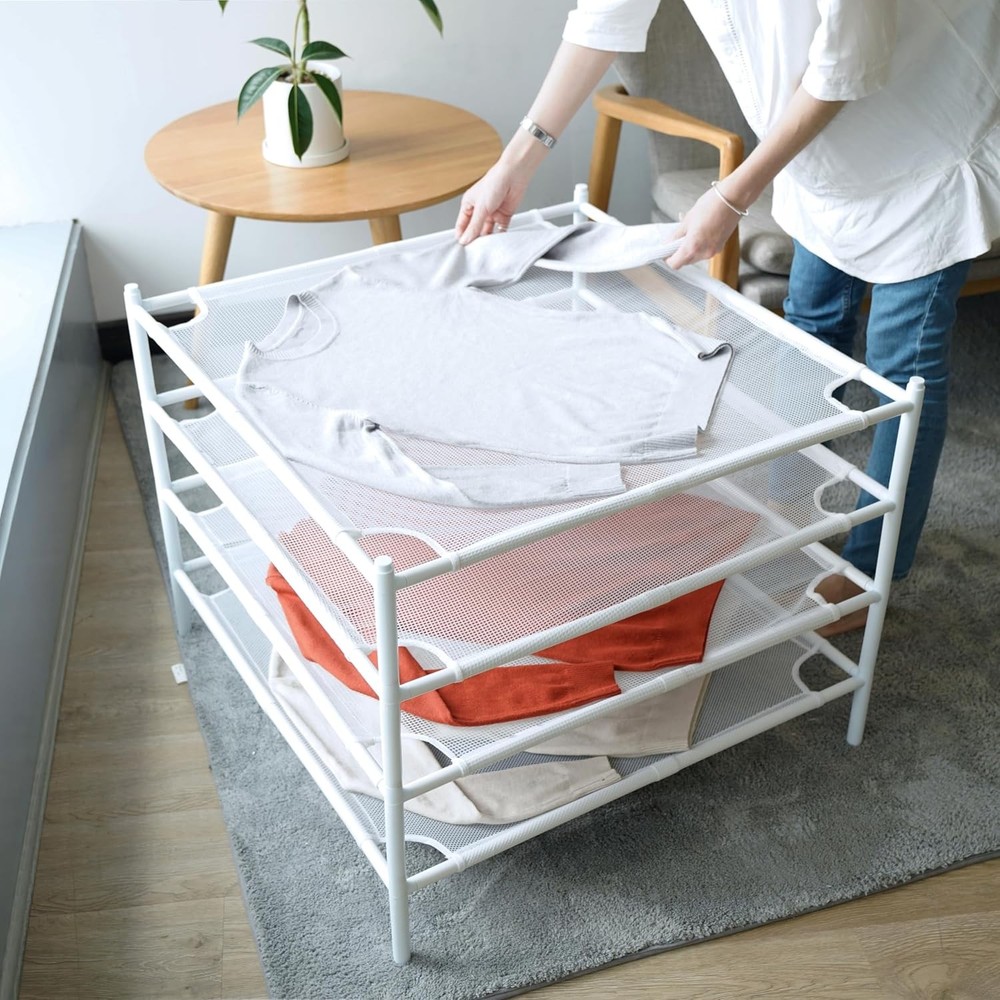 Sweater Drying Rack, 4 Tier Stackable Flat Drying Rack