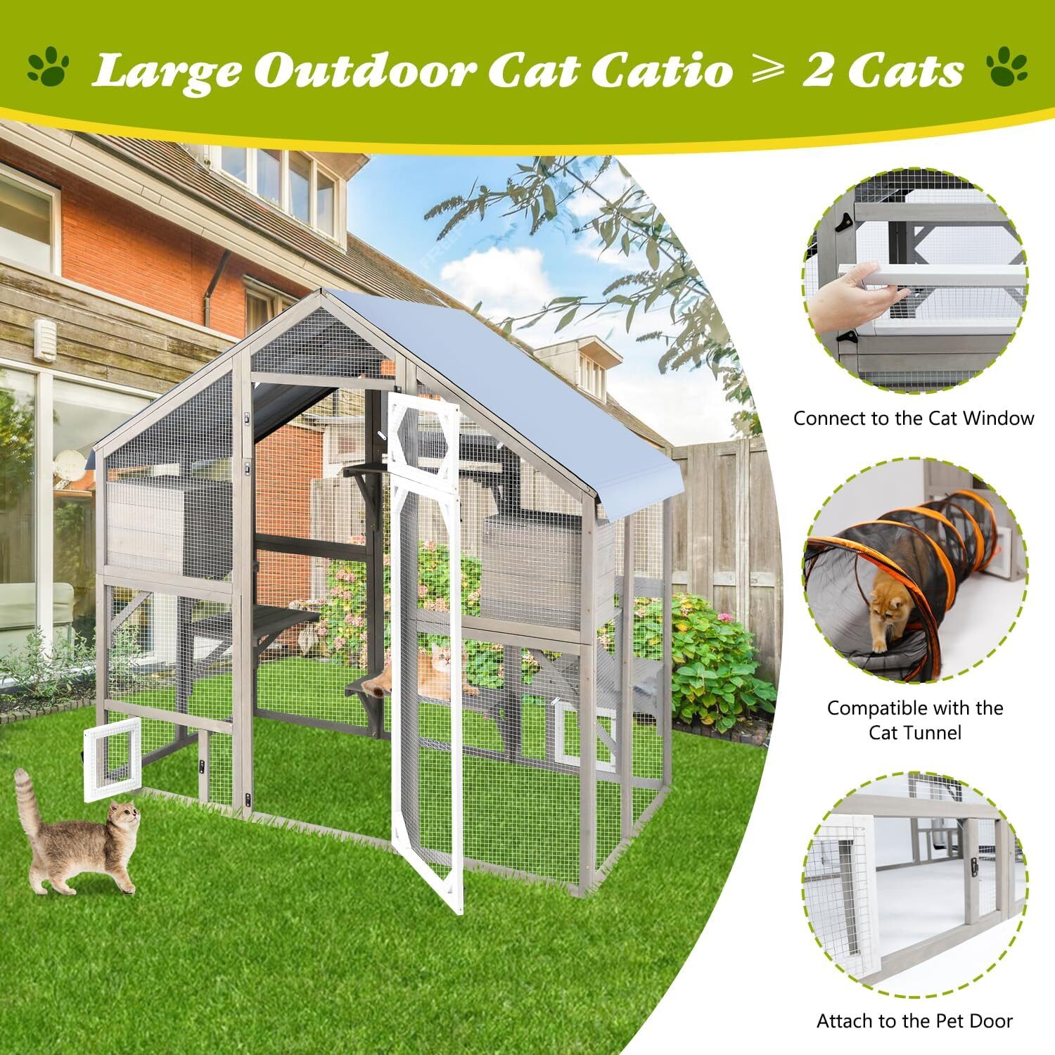 Petscosset Cat Catio Outdoor Enclosure Outside Patio Large Catio House