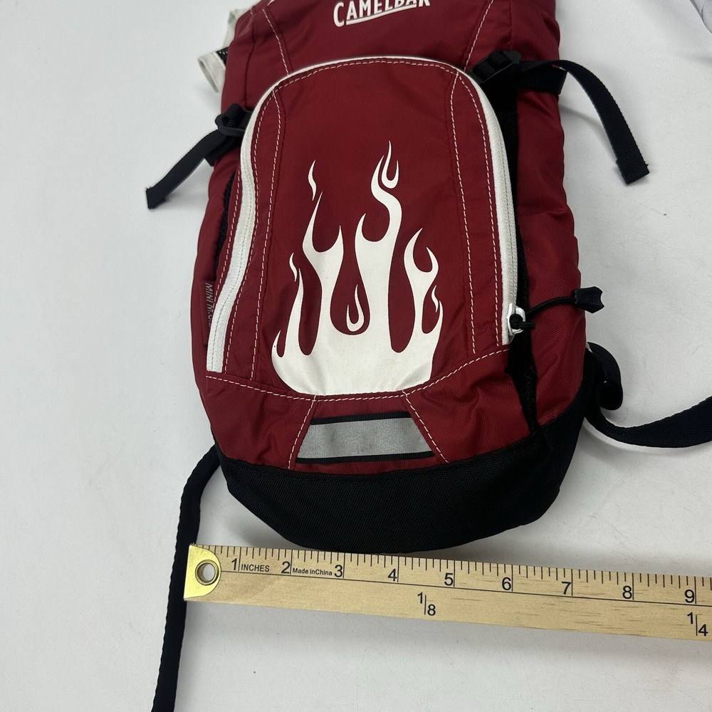 Camelback Backpack Red Mini Mule Kids Hydration Pack Black Flames NO BLADDER