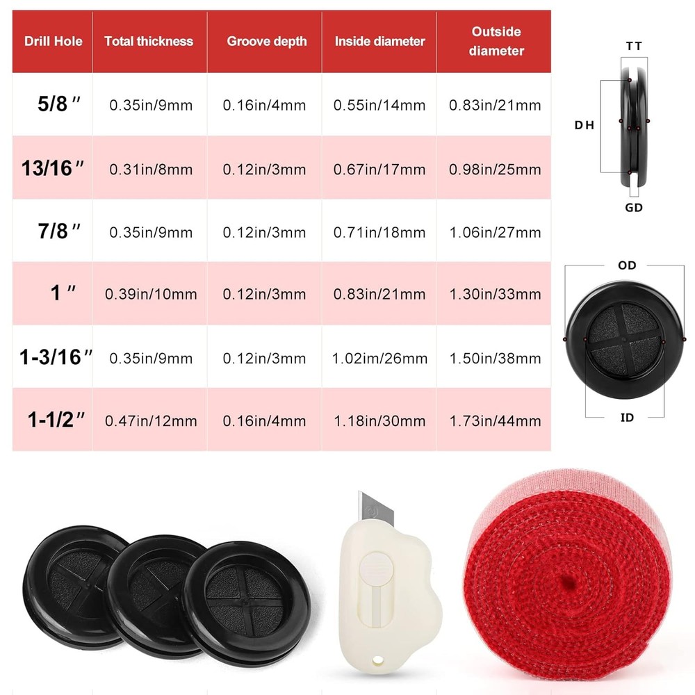63Pcs Rubber Grommet Kit, Drill Hole Firewall Black