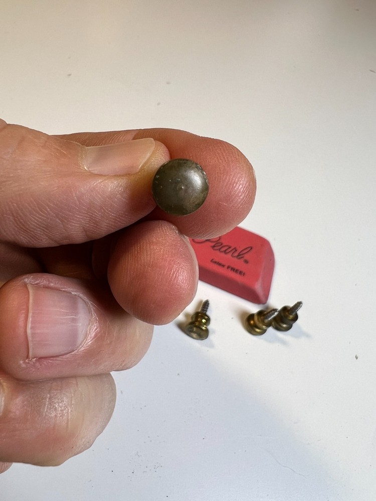 10: Tiny Small Vintage Mid Century Solid Brass Feet Knobs Handles Screw Hardware