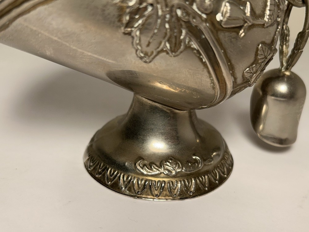 Vintage Silverplate Sugar Scuttle Rose Accent With Scoop 5.75”