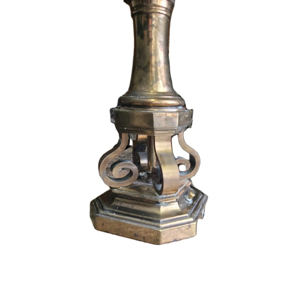 Vintage MCM STIFFEL BRASS TABLE LAMP SOLID SWITCH BASE CURVES 30" HEAVY, WORKS