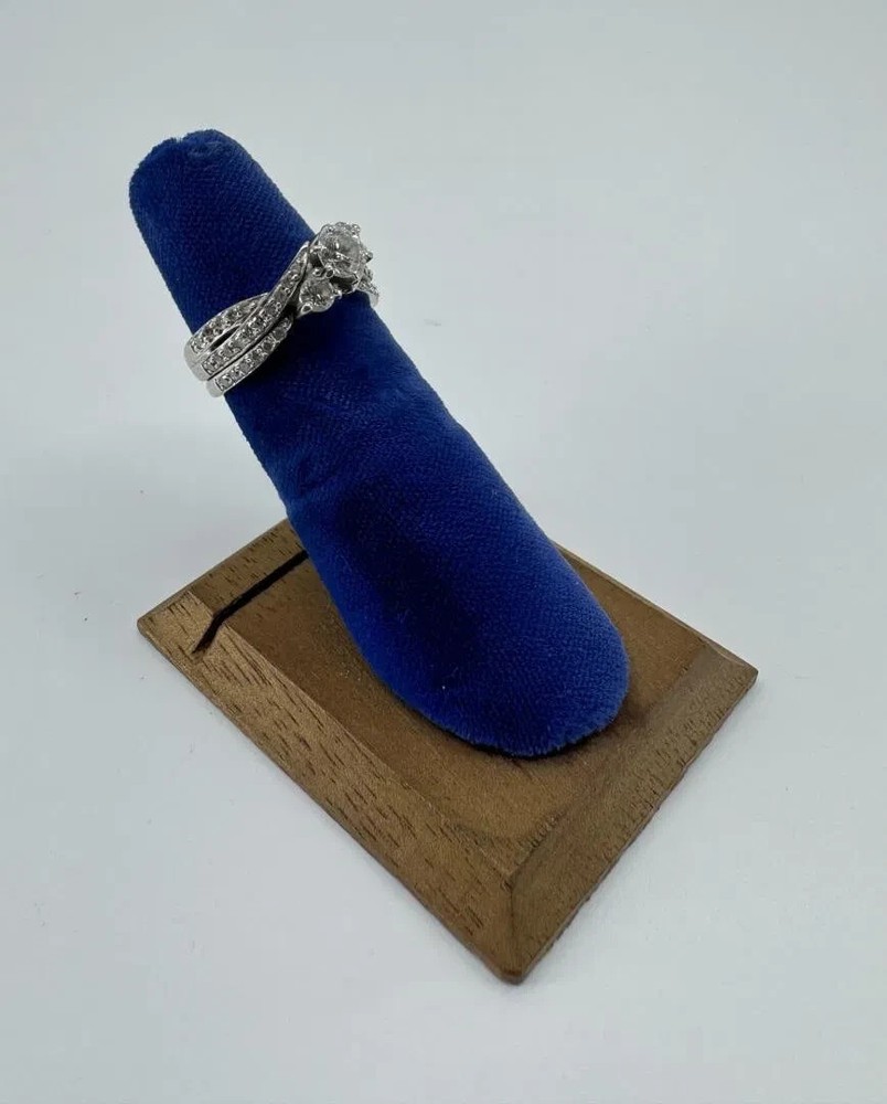 Diamond engagement ring set. white gold size 4.75