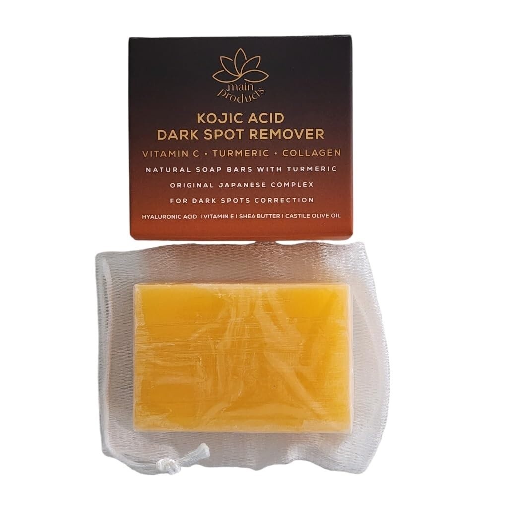 Kojic Acid Dark Spot Remover Soap Bars with Vitamin C Retinol, Collagen Turmeric