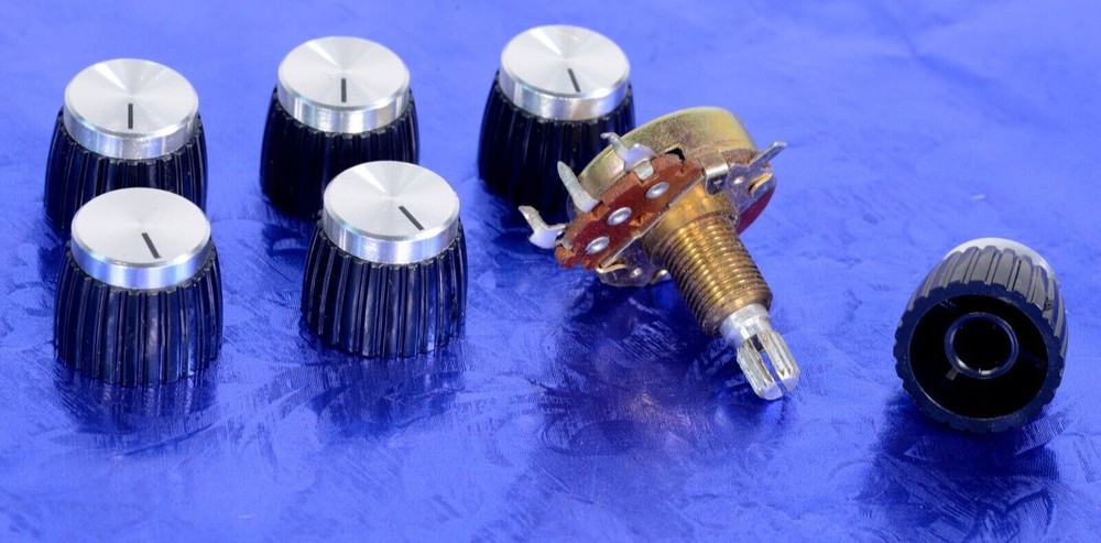 Six Push On Knobs For Marshall Amp Very Dark Brown With Silver Face #SBMPOK