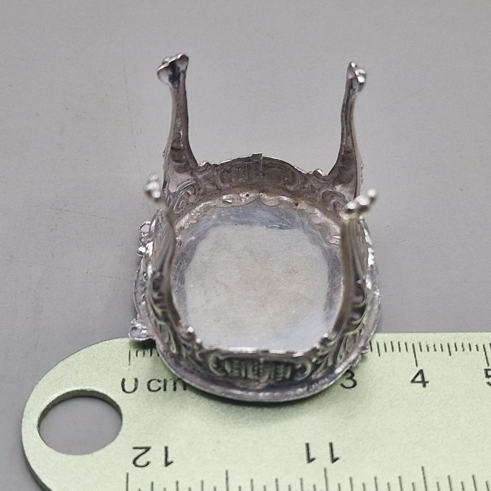 Vintage Solid Silver Miniature Dollhouse Table & Two Cherub Chairs