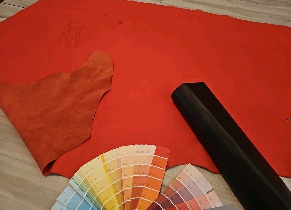 4-5oz STOP RED LEATHER HIDE MATTE MEDIUM SOFT SIDE SHEET,PANEL 12X12-X24 23+sqf