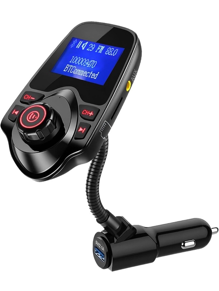 ONN Upgraded 2026 Bluetooth Car FM Transmitter, 1.44” LCD Display, Flexible Goos