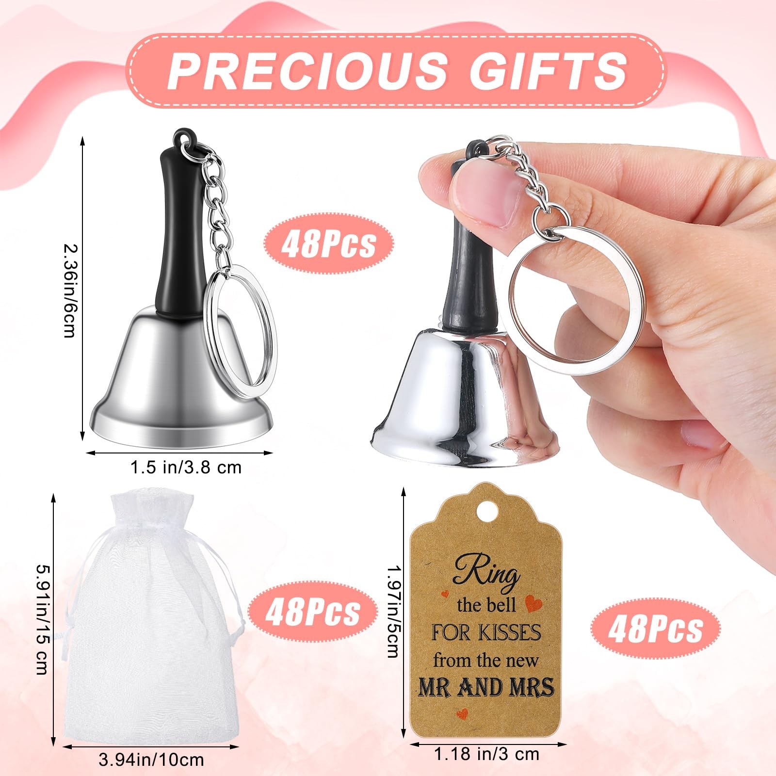144 Pcs 48 Set Wedding Kissing Bells For Ringing Wedding Party Favors Bulk For G