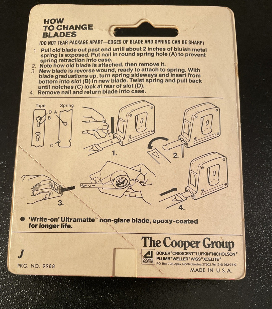 Lufkin RC312 3/4" x 12' Chrome Clad Replacement Blade Refill NOS