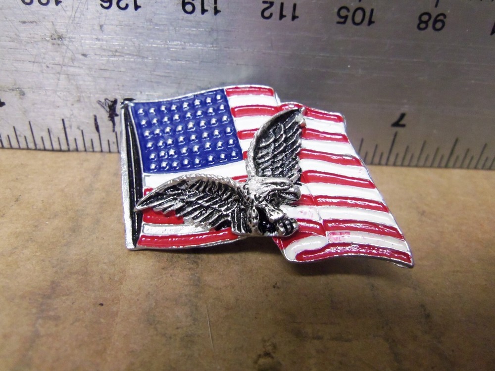 Large US Flag with Eagle Pin (NOS)