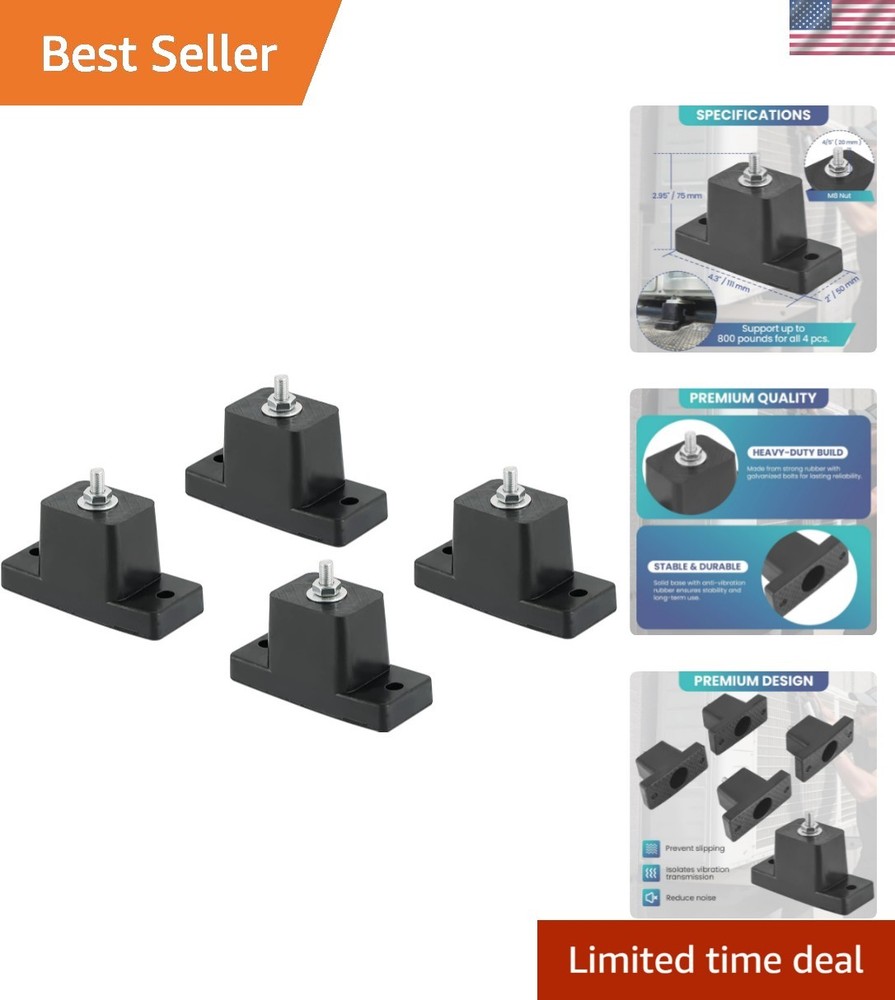 4-Pack Rubber Vibration Isolator Mounting Bracket - Noise Reduction for AC Units