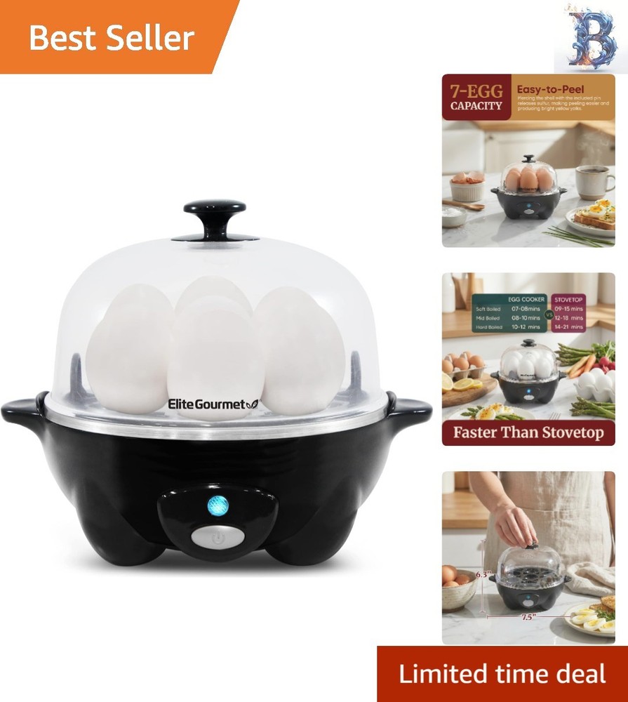 Easy Egg Cooker with Auto Shut-Off - Cook Soft, Medium, Hard Boiled Eggs