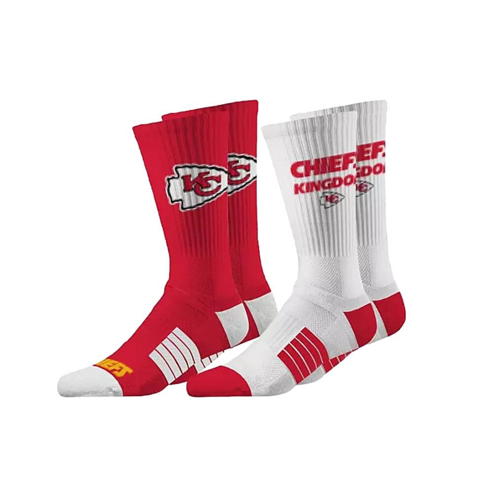 Strideline KC 2 Pk M/L CHIEFS KINGDOM Kansas City Socks Red White Sport Team NEW