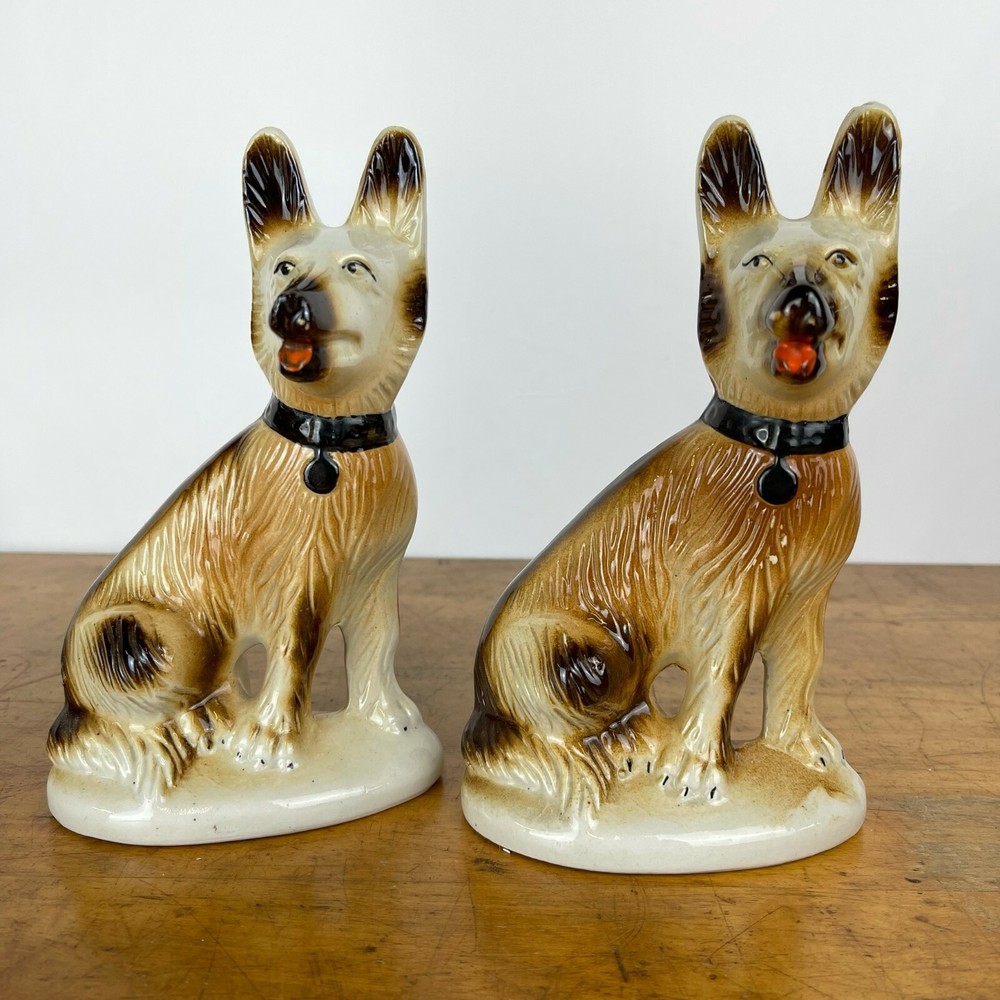 Vtg German Shepherd Figurines Made in Brazil Set of 2