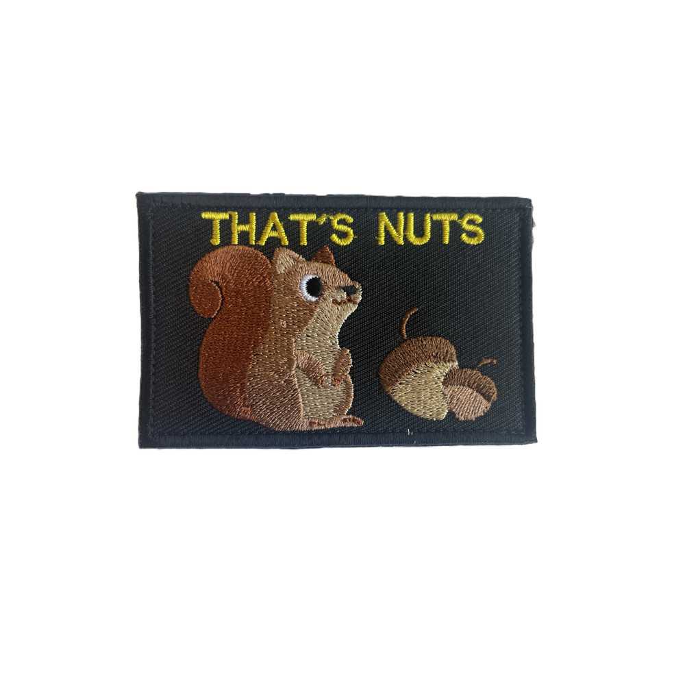 That's Nuts Funny Squirrel Morale Patch Hook and Loop 3x2 inch