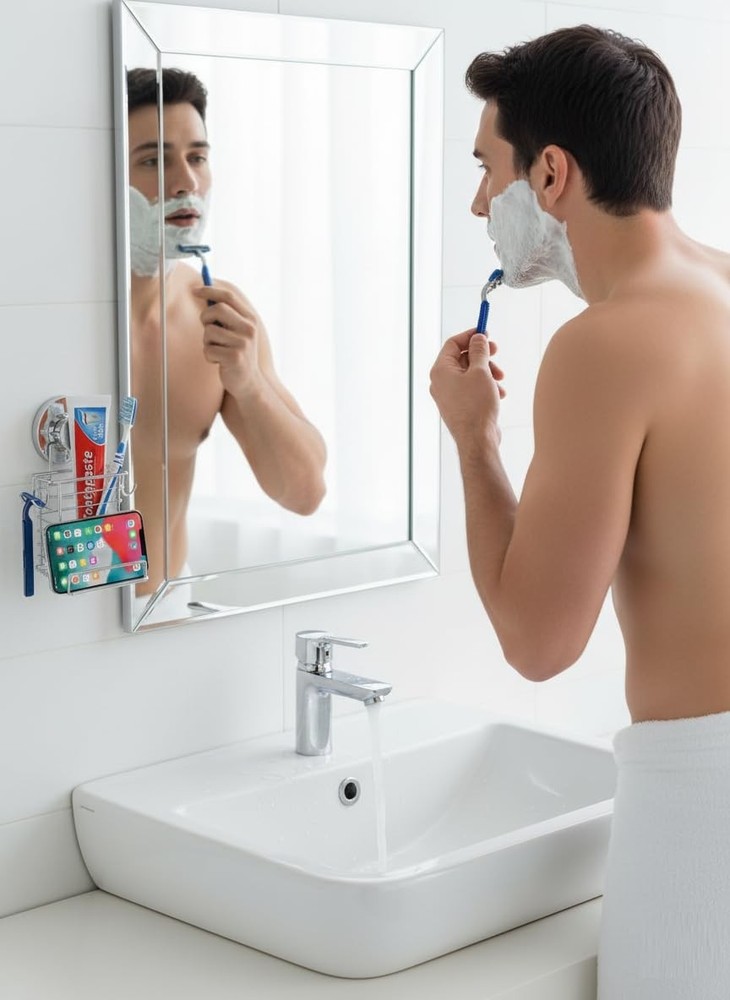 Toothbrush Holder Suction Cup Wall Mounted Toothpaste and Toothbrushes Holder...