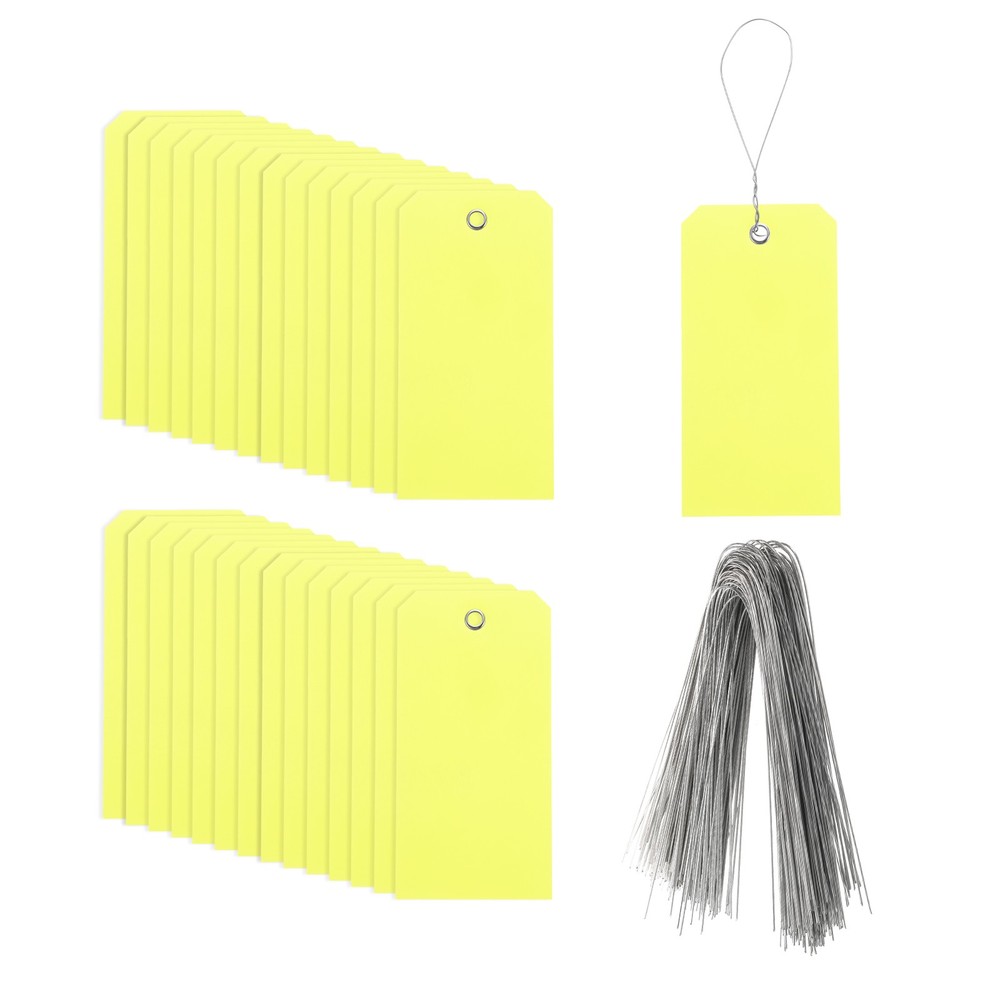 100Pcs Marking Tags with String, 6.3" x 3.1" Waterproof Hang Tags Yellow