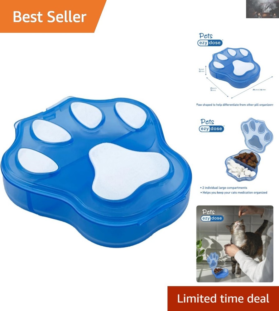 Two Compartment Pet Pill Organizer - Snap Shut & Scoop Bottom for Convenience