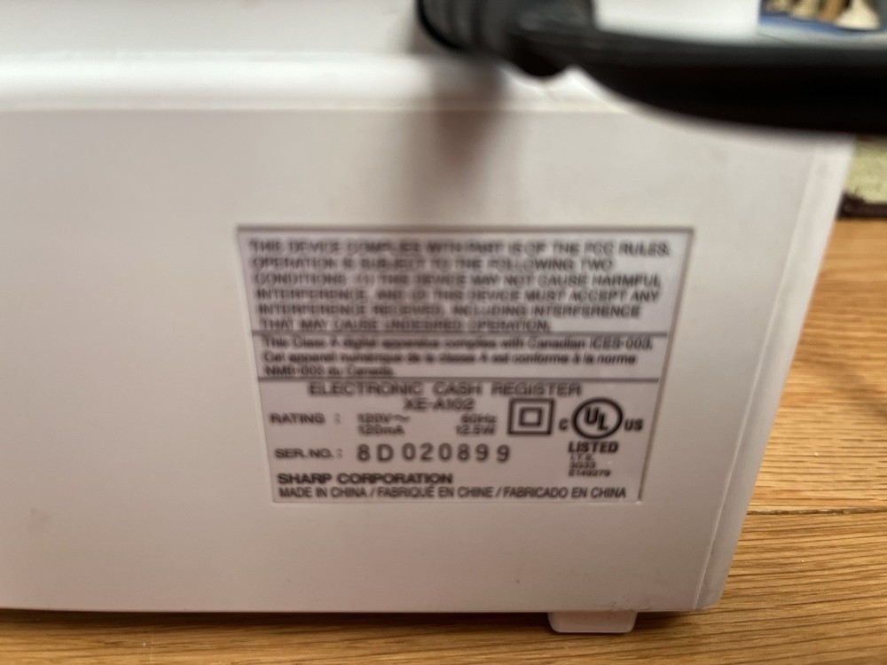 Sharp XEA102 Electronic Cash Register, Tested And Working - Two Keys!