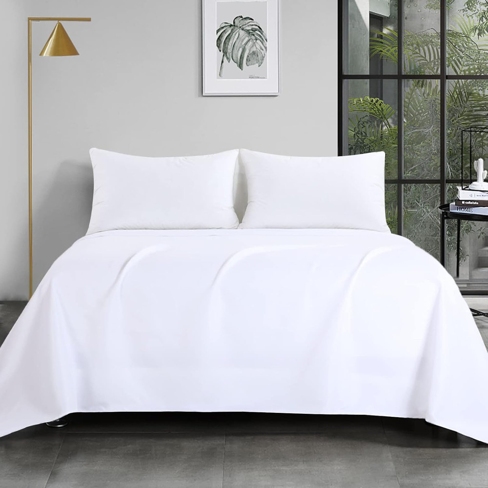Alaskan King (120X132) Flat Sheet, White Extra Large Oversized King Flat Sheets,