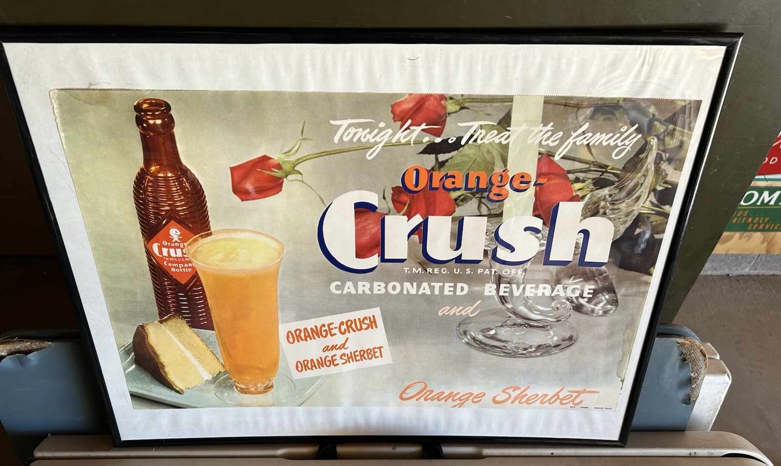 1940s Paper Orange Crush Sign