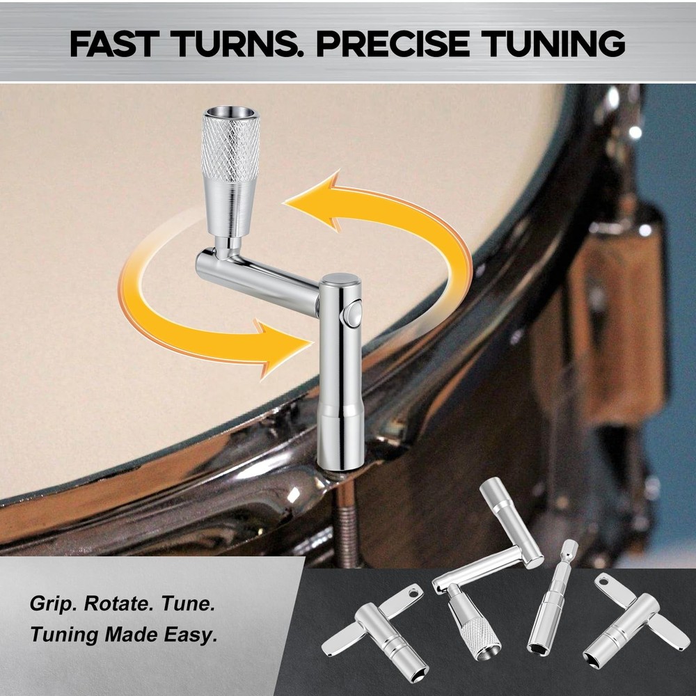 Drum Key Set, 4PCS Drum Tuning Kit with Drill Bit, Speed Drum Key, Standard D...