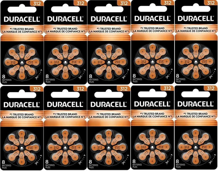 Duracell Activair Hearing Aid Batteries: Size 312 (80 Batteries) Exp 2029