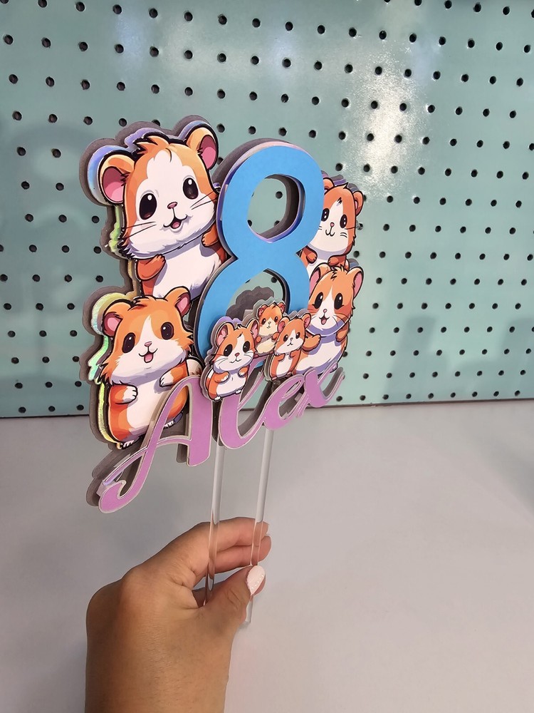 Personalized Cake Topper Hamster Theme