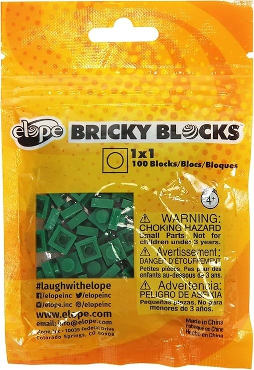 Green Bricky Blocks 100 Pieces 1x1