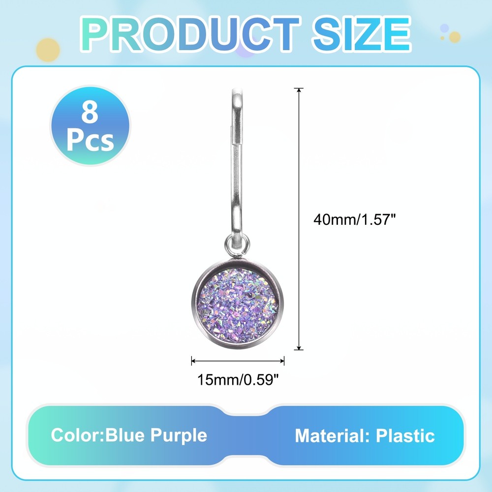 8Pcs Zipper Pulls Charm, Zipper Pull Replacement (Blue Purple)