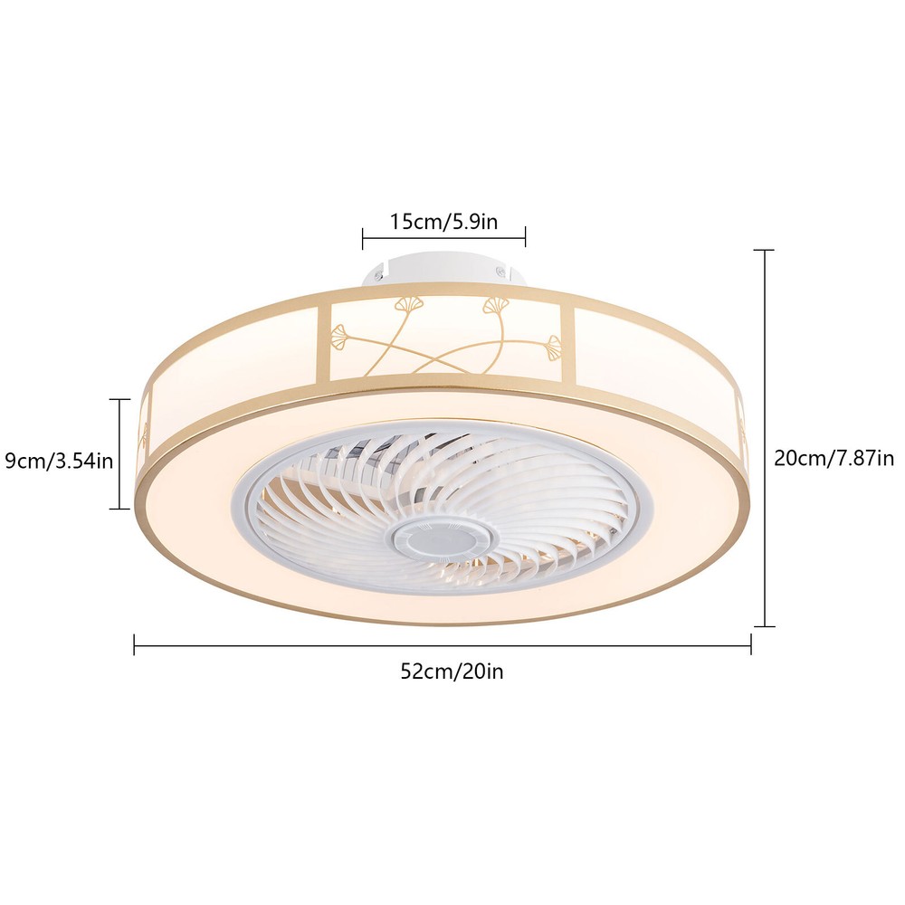 40W LED Ceiling Fan Light Caged Low Profile Ceiling Fan Lamp W/ Remote Control