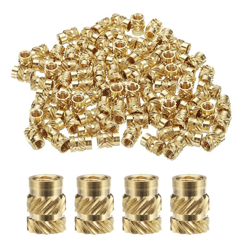 100pcs M4 Threaded Inserts Brass Heat Set Insert M4x8mm, OD 6mm Knurled Nuts